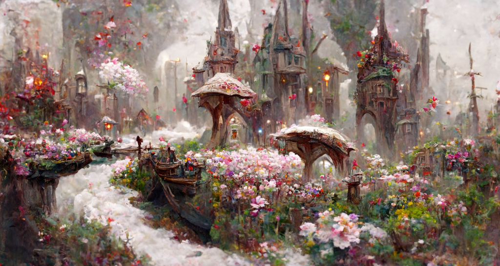 Fairy1 1 1024x546 - AI绘图-主题：童话、城市、与鲜花