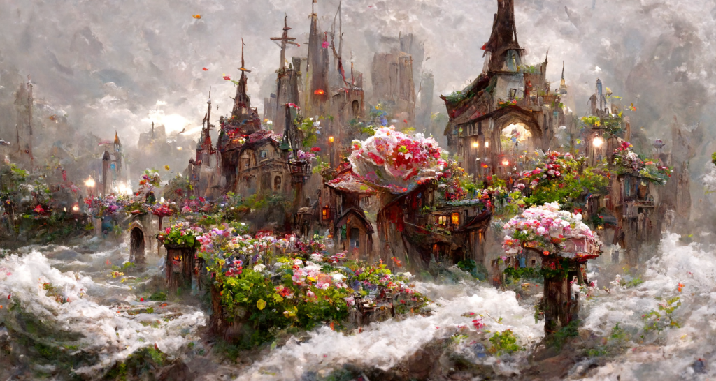 Fairy1 2 1024x546 - AI绘图-主题：童话、城市、与鲜花