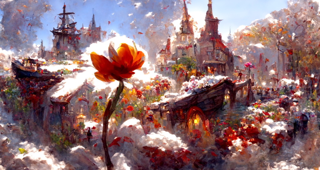 TimeToDisco0 9 2 1024x546 - AI绘图-主题：童话、城市、与鲜花